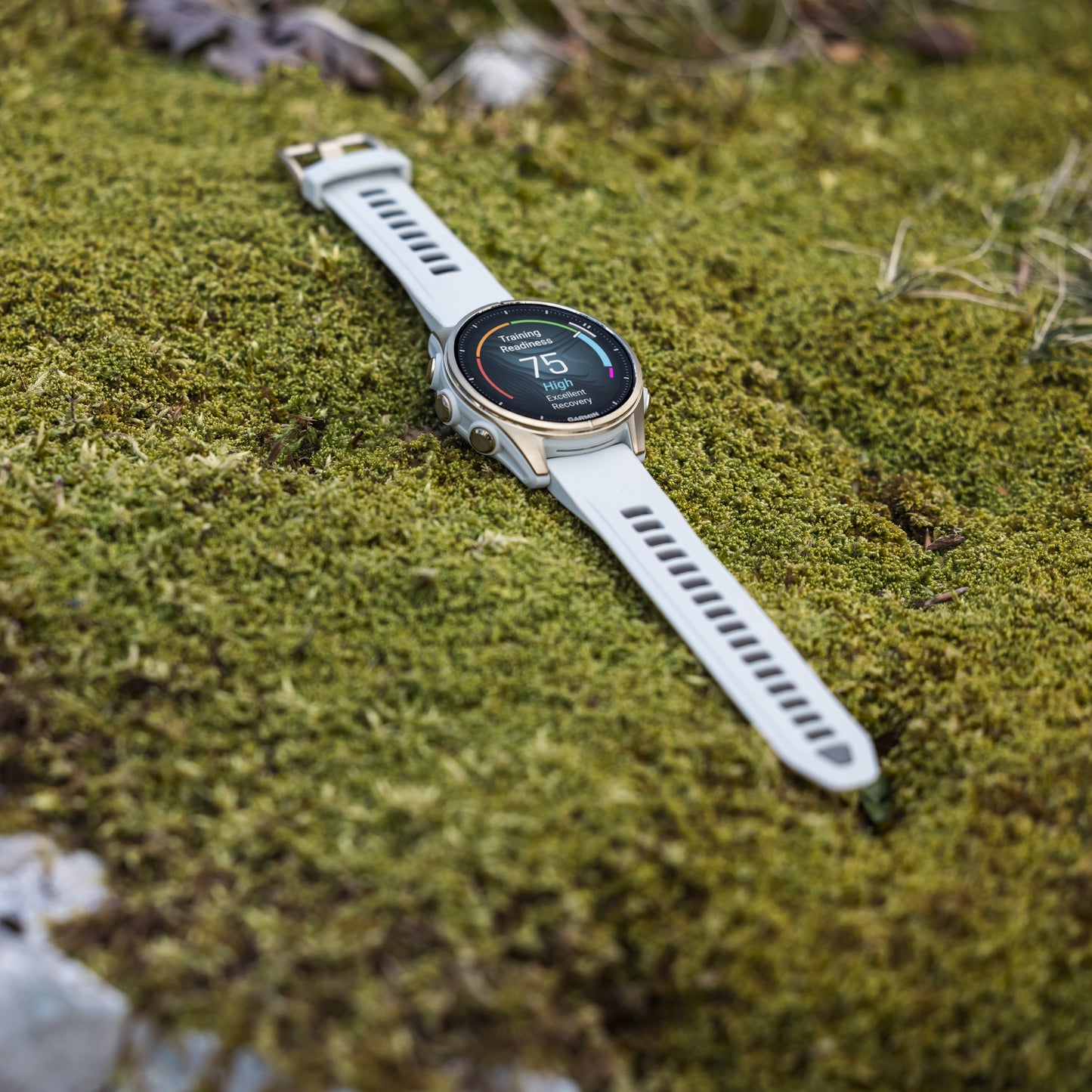 Garmin fēnix® 8 AMOLED Display Sapphire Lens GPS Smartwatch - 47-mm - Soft Gold Bezel with Fog Grey/Dark Sandstone Silicone Band