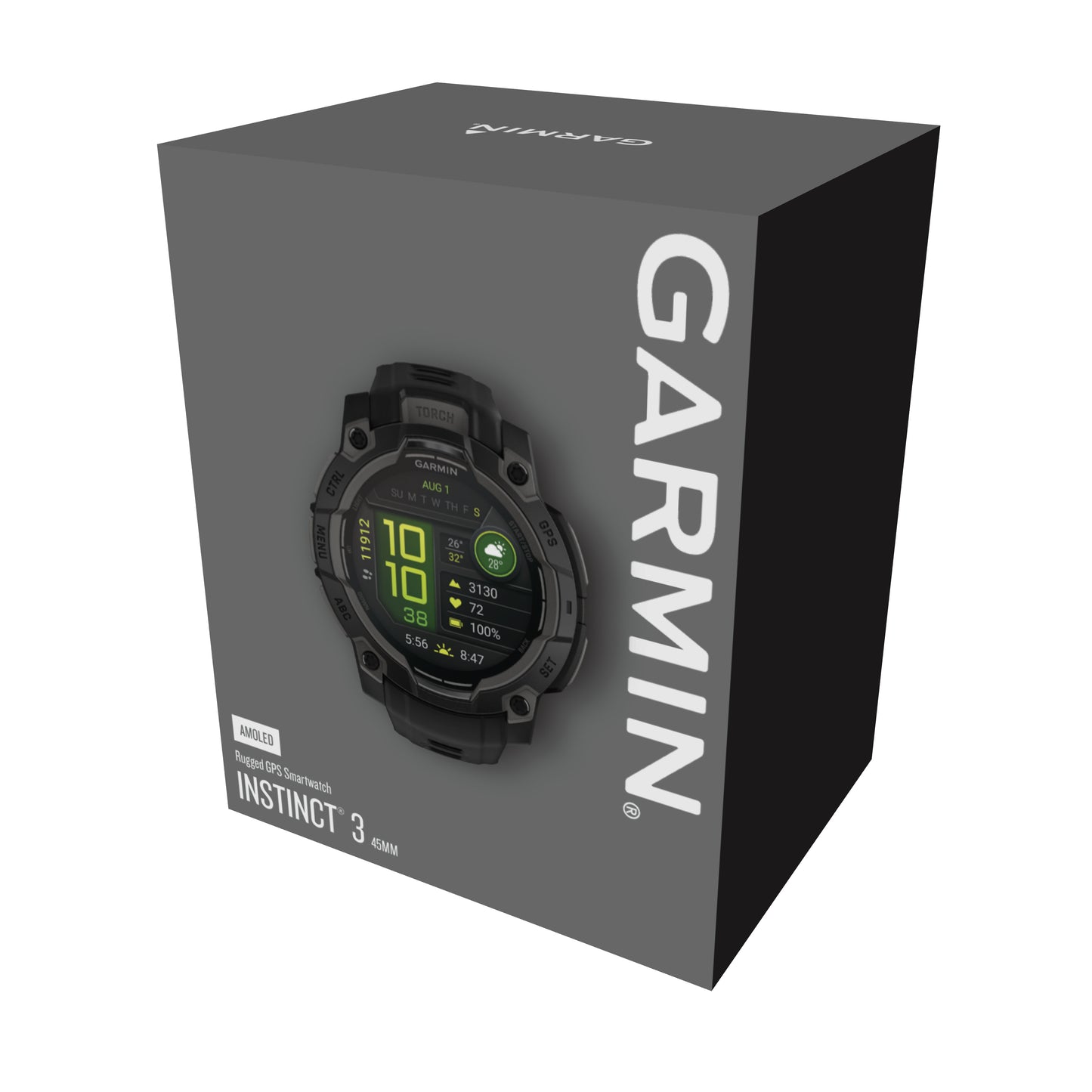 Garmin Instinct® 3 AMOLED GPS Smartwatch - 45-mm - Black