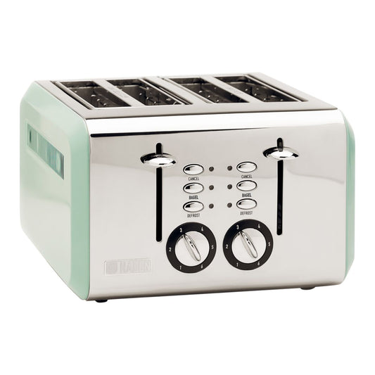 Haden Cotswold 4-Slice Wide Slot Toaster - Light Sage Green