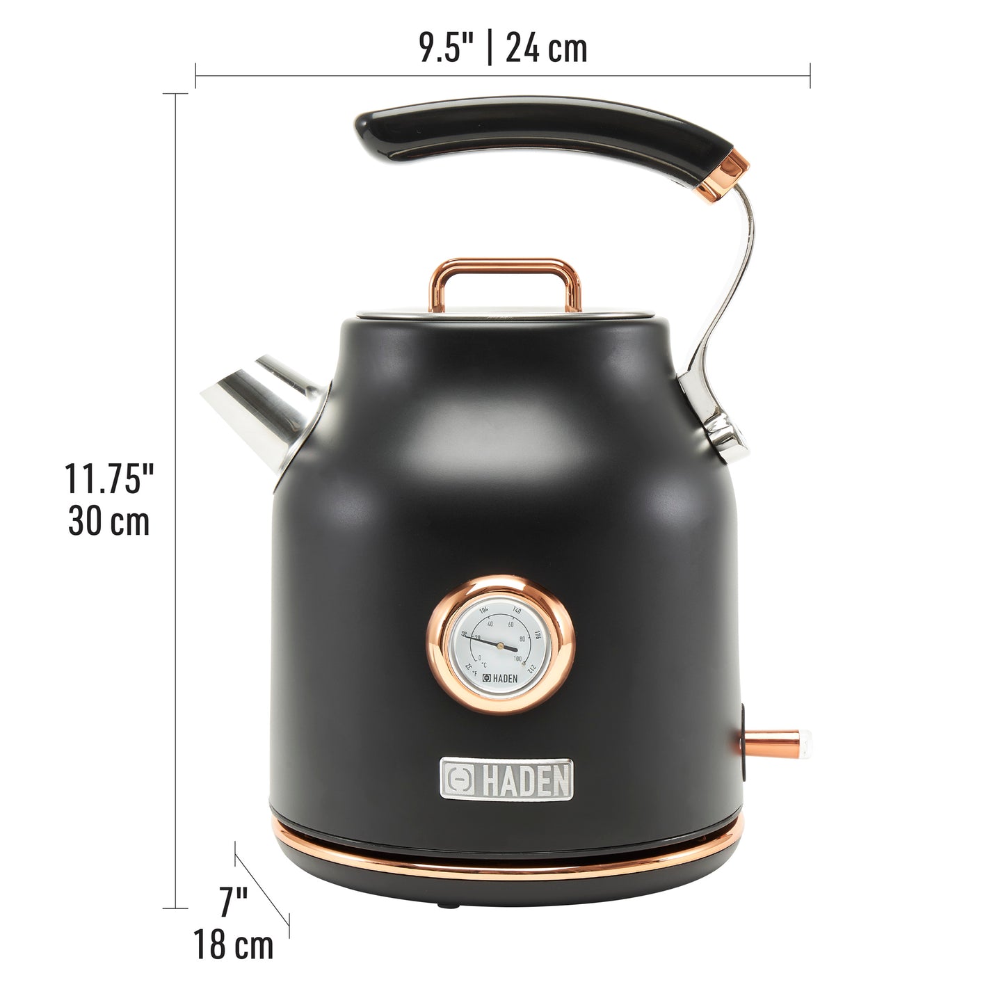 Haden Dorset 1.7L Electric Kettle - Black & Copper
