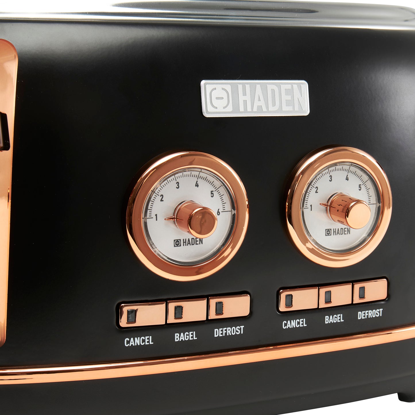 Haden Dorset 4-Slice Wide Slot Toaster - Black & Copper