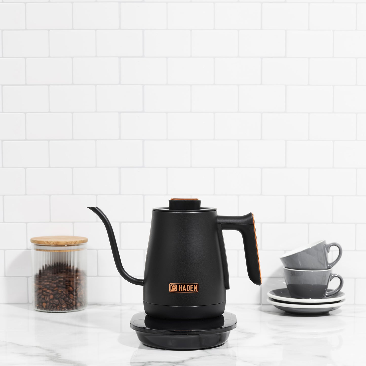 Haden Gooseneck Cordless Electric Kettle Black and Copper