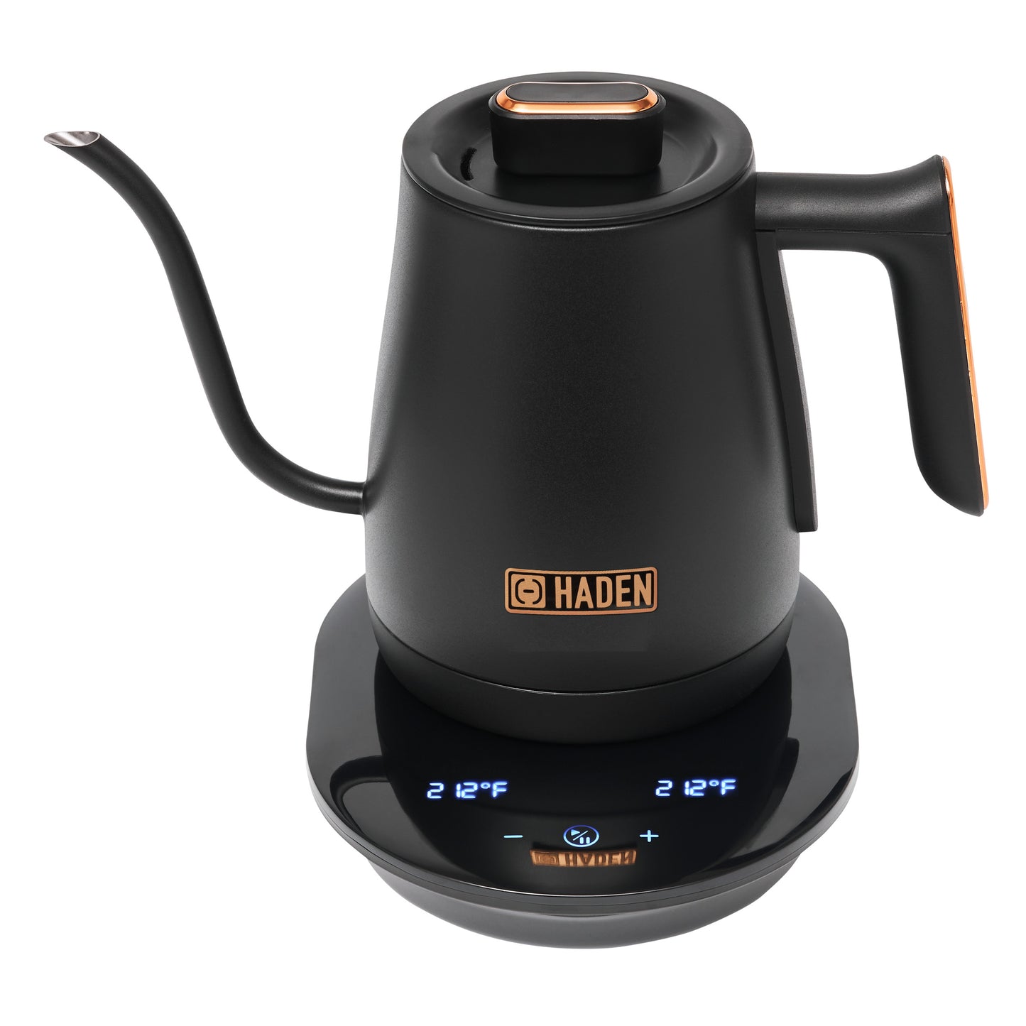 Haden Gooseneck Cordless Electric Kettle Black and Copper