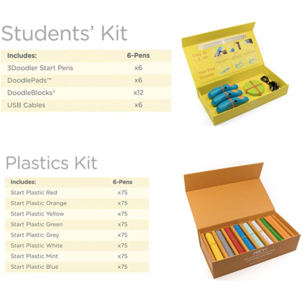 3Doodler Start Learning Pack 6 Pens, 600pc Plastic