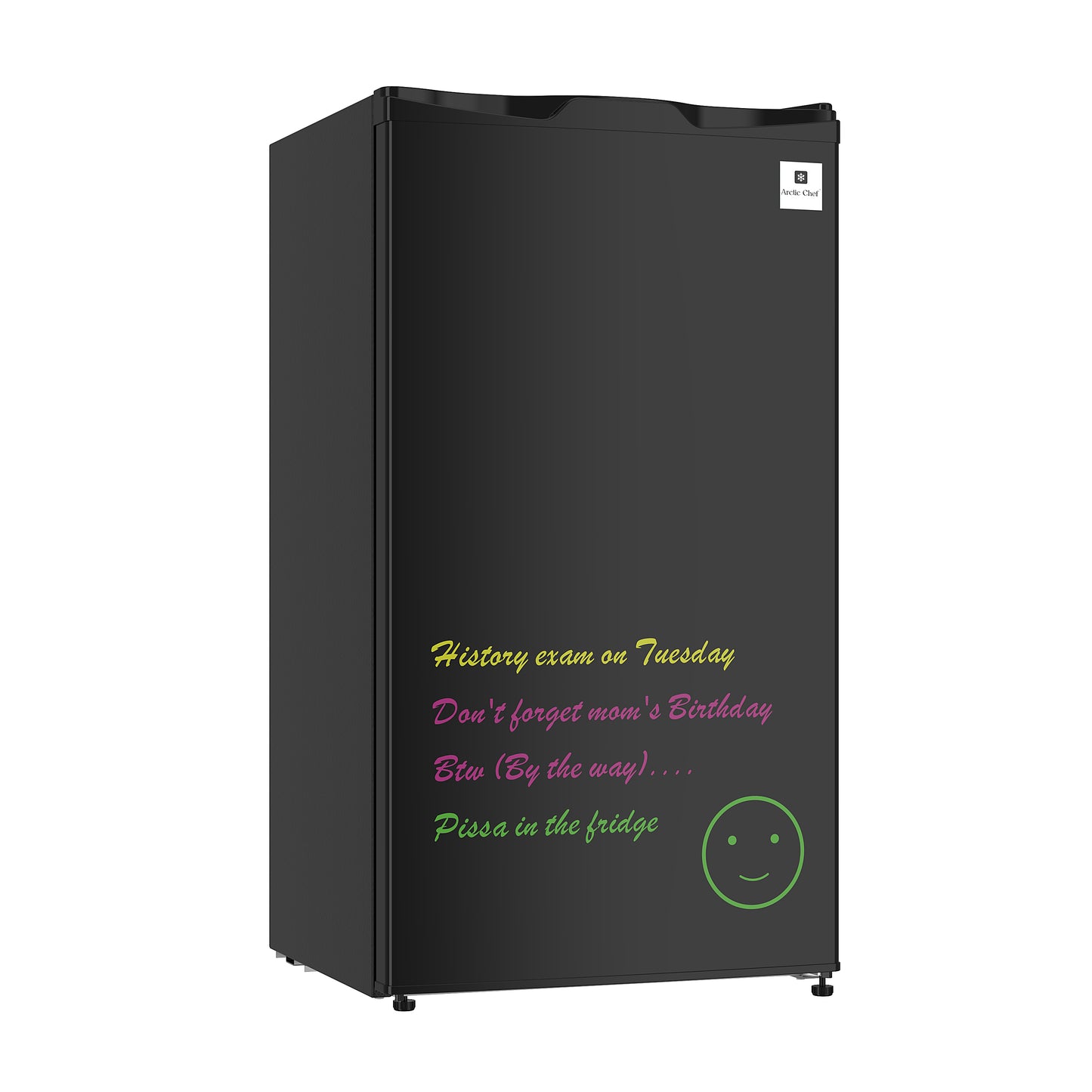 Arctic Chef 3.2-cu ft Dry Eraser Board Mini Refrigerator with Neon Markers - Black