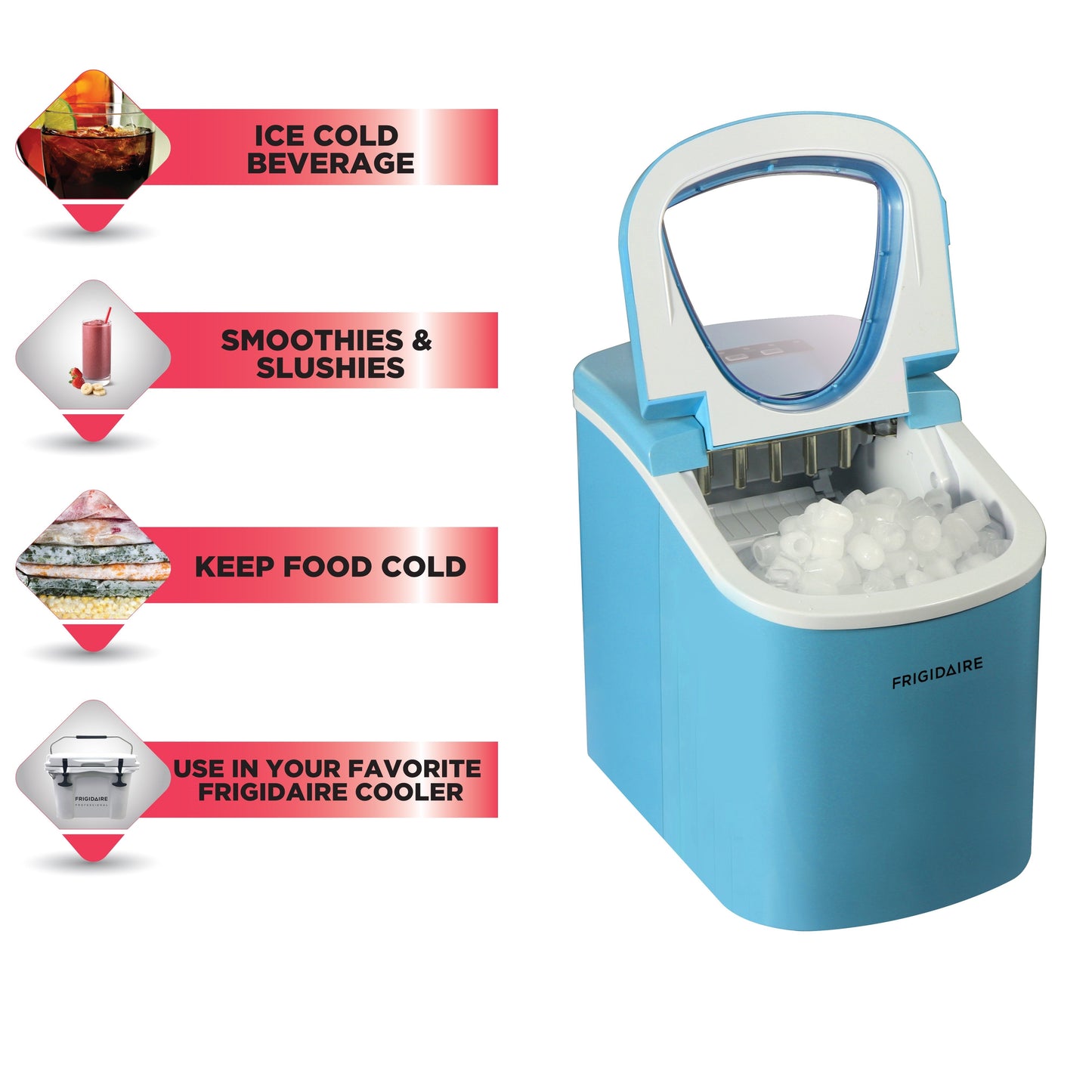 Frigidaire Countertop Compact Ice Maker with 11.79-kg (26-lb) Capacity Production per Day - Blue