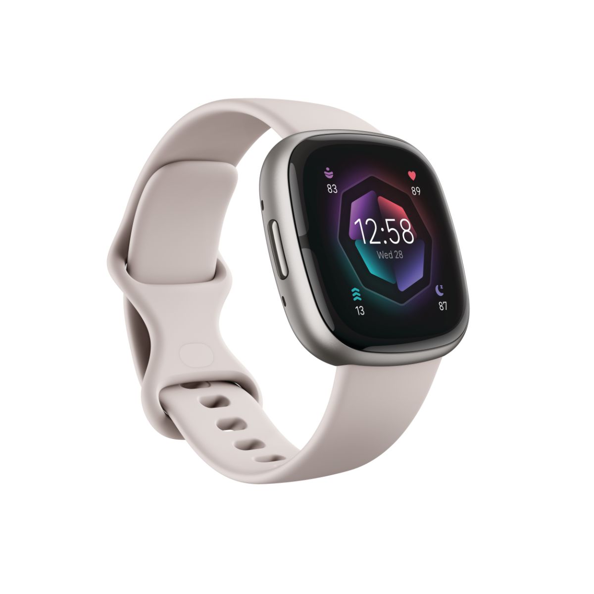 Fitbit Sense 2 Platinum Aluminum with Lunar White Band