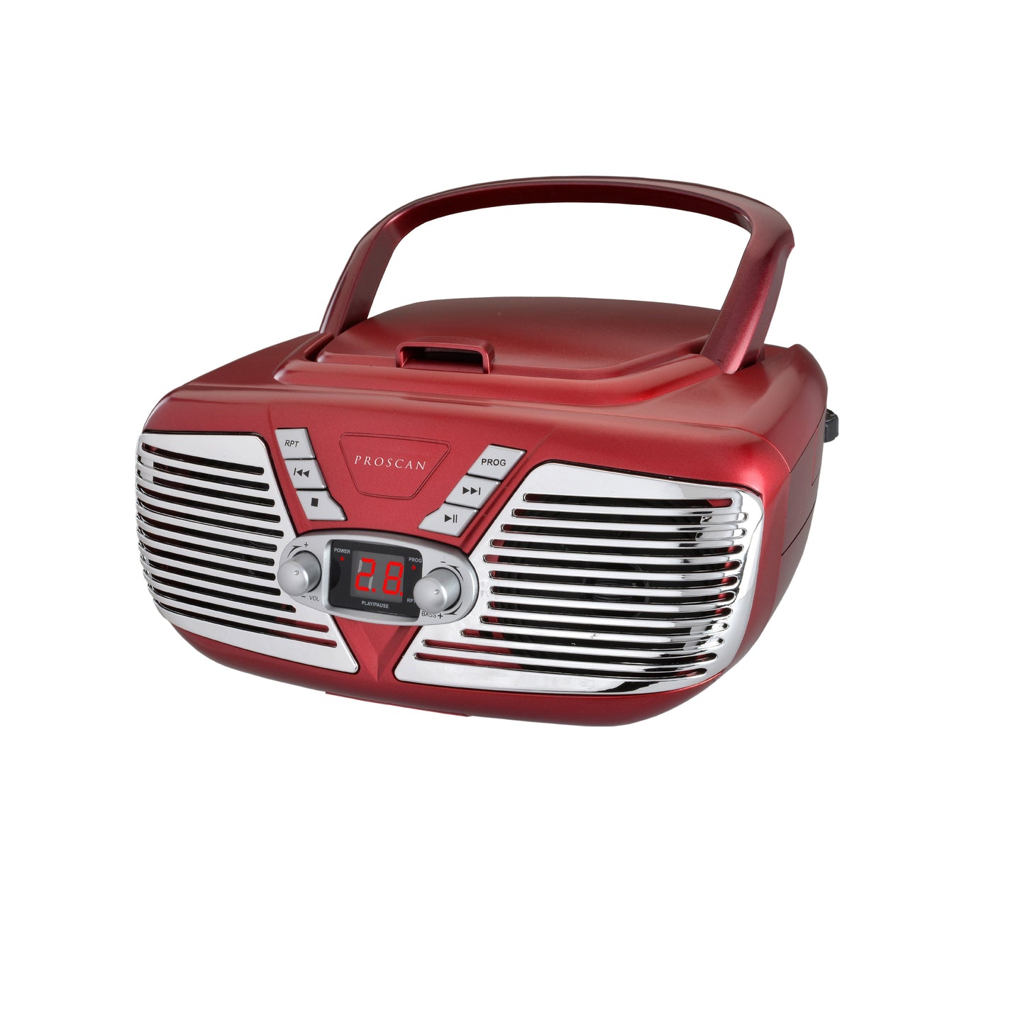 Proscan Portable Retro CD Boombox with AM/FM Radio - Red