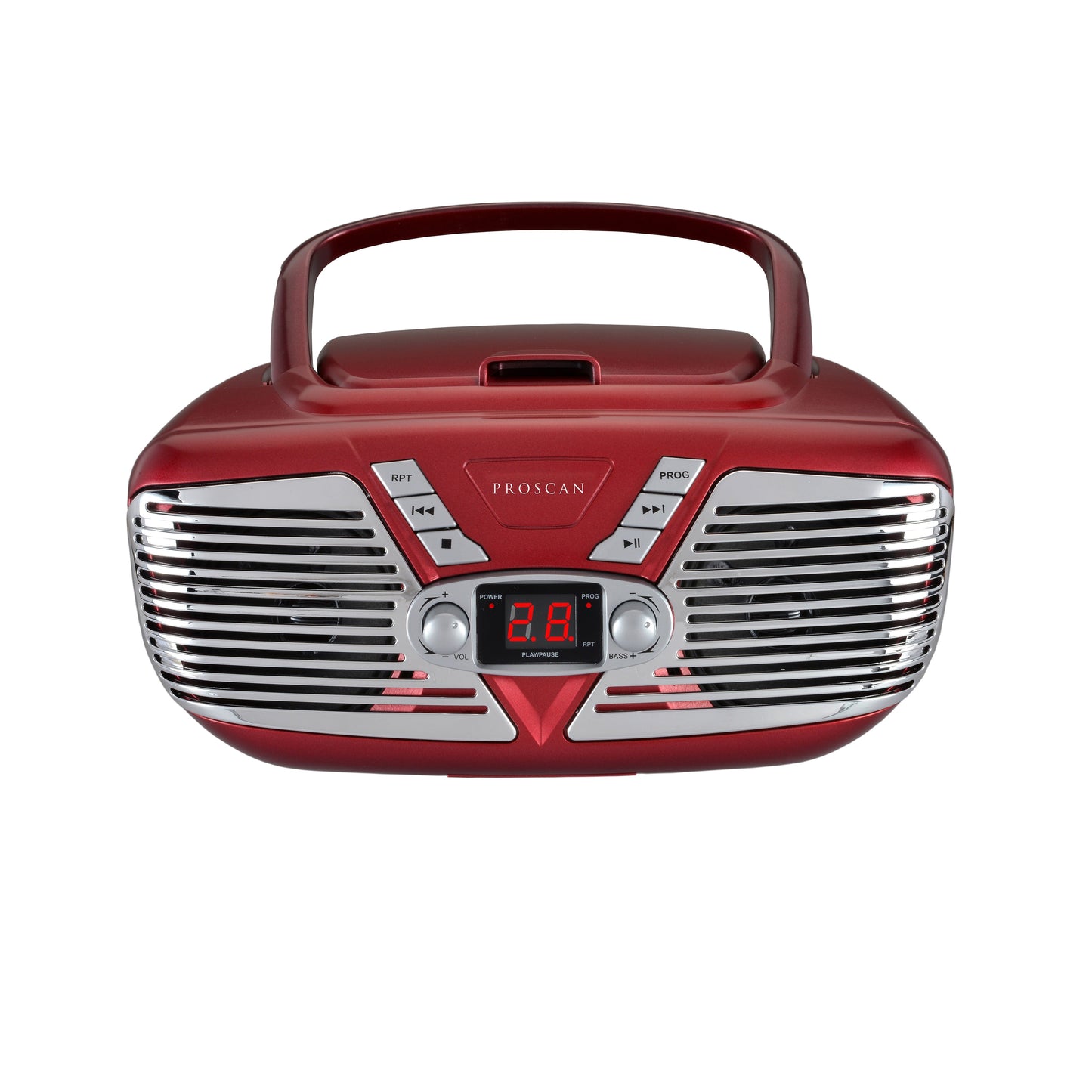 Proscan Portable Retro CD Boombox with AM/FM Radio - Red