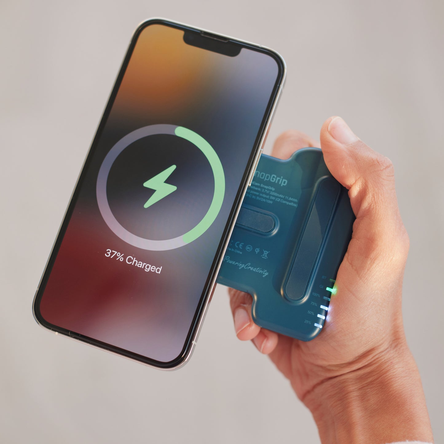 ShiftCam SnapGrip Magnetic Smartphone Battery Grip- Blue Jay