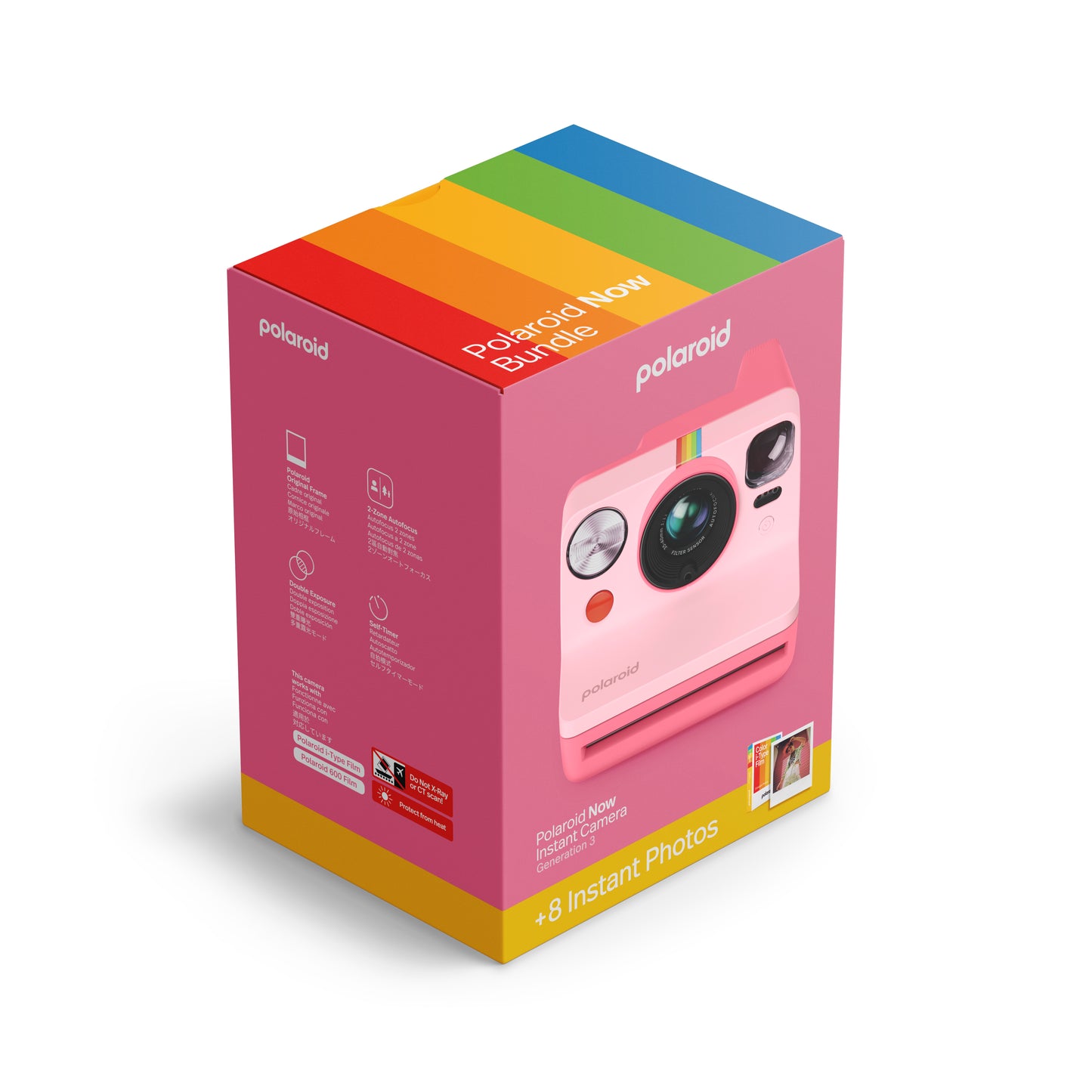 Polaroid Now Generation 3 - Pink + Colour Film Bundle (8 Photos)
