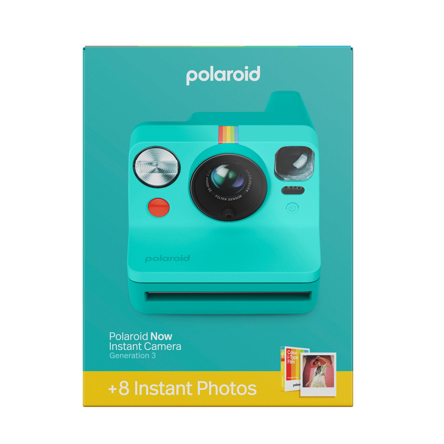 Polaroid Now Generation 3 - Teal + Colour Film Bundle (8 Photos)