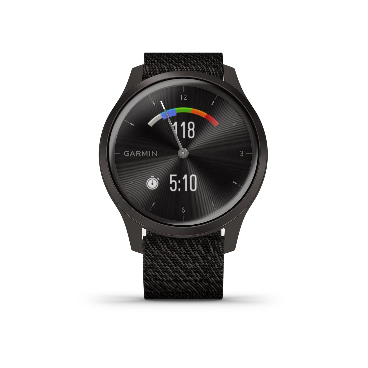 Garmin vivomove Style HR Hybrid GPS Smartwatch and Fitness Tracker with Woven Band - Black