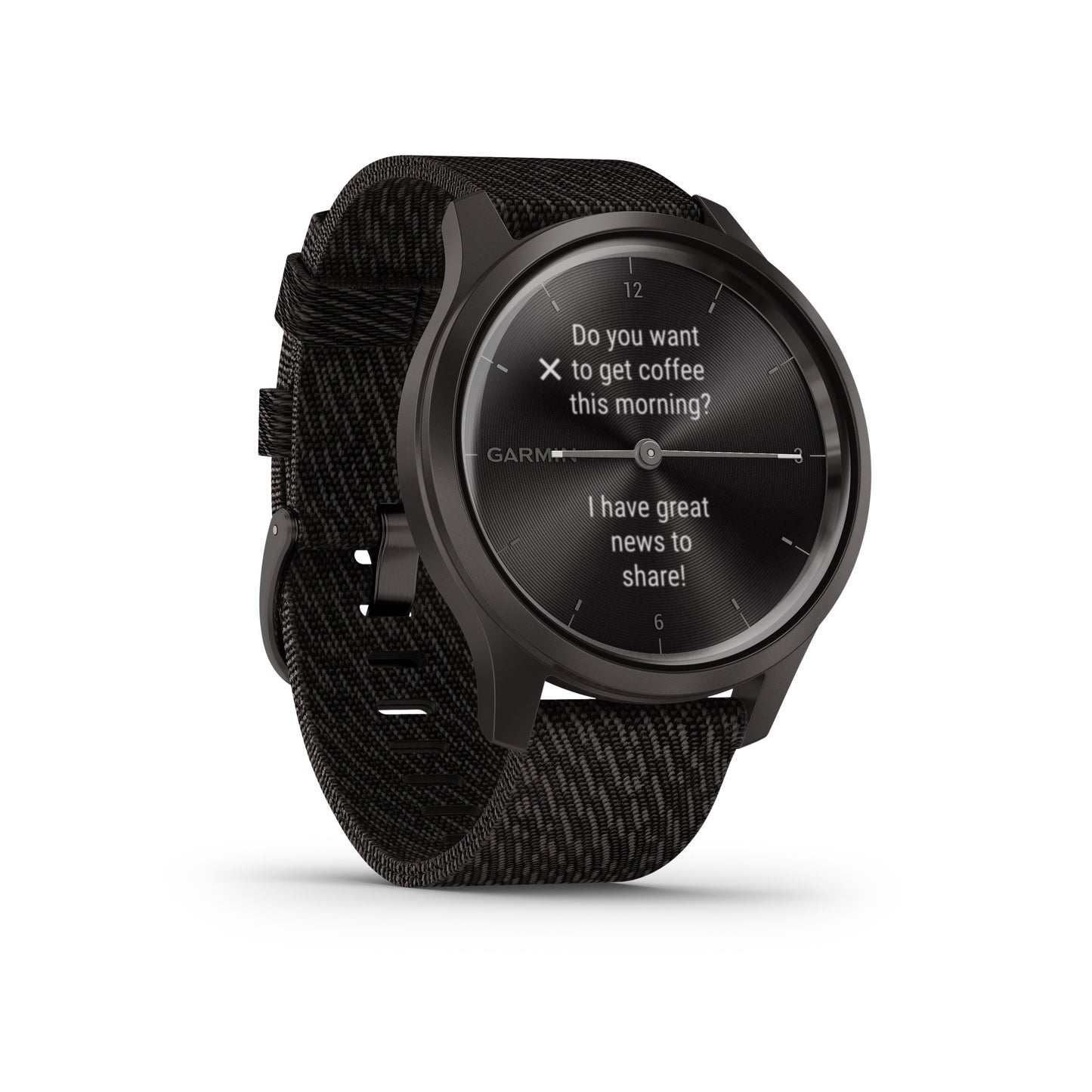 Garmin vivomove Style HR Hybrid GPS Smartwatch and Fitness Tracker with Woven Band - Black