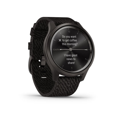 Garmin vivomove Style HR Hybrid GPS Smartwatch and Fitness Tracker with Woven Band - Black