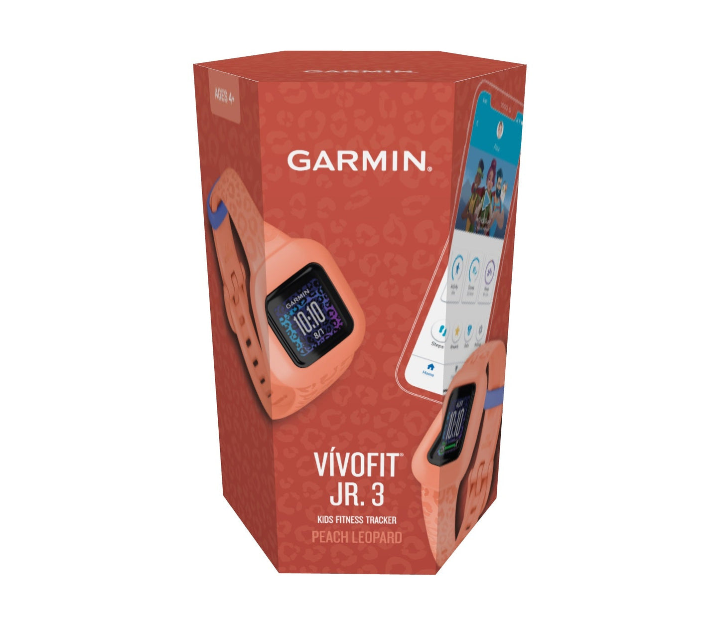 Garmin vivofit Jr. 3 Kids Fitness Tracker - Peach Leopard