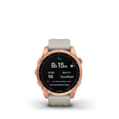 Garmin fenix 7S Solar Charging GPS Smartwatch Steel and Fitness Tracker with Incident Detection - Rose Gold