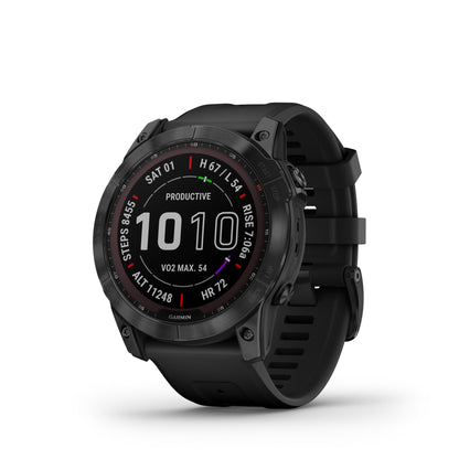 Garmin fenix 7X Sapphire Solar Charging GPS Smartwatch Steel and Fitness Tracker with Incident Detection - Black