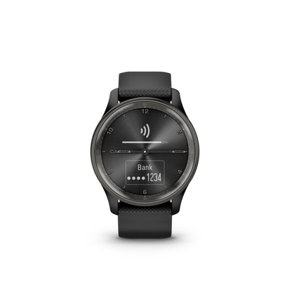 Garmin vívomove® Trend Hybrid Smartwatch - Slate Stainless Steel Bezel with Black Case and Silicone Band