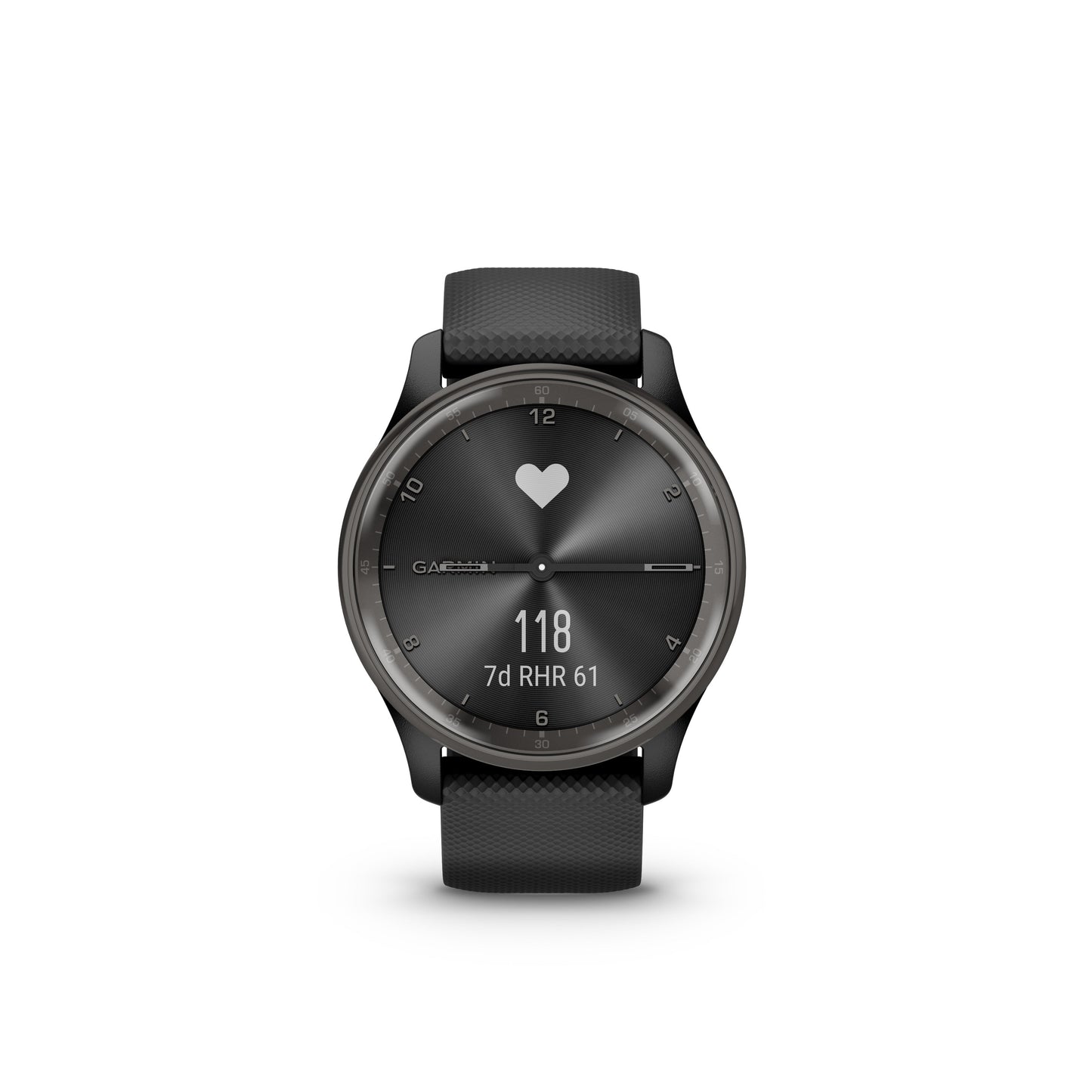 Garmin vívomove® Trend Hybrid Smartwatch - Slate Stainless Steel Bezel with Black Case and Silicone Band