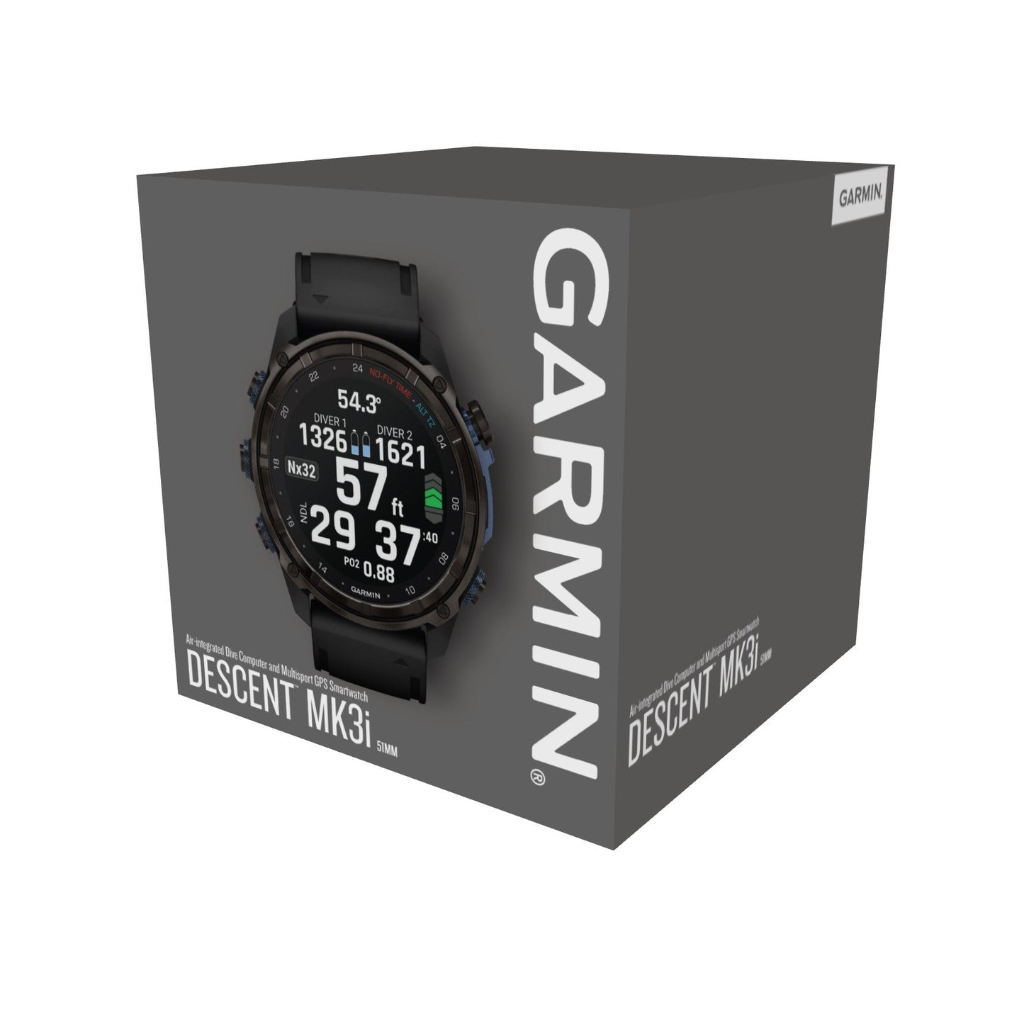 Garmin Descent™ Mk3i Dive Computer GPS Smartwatch - 51-mm - Carbon Grey DLC Titanium with Black Silicone Band