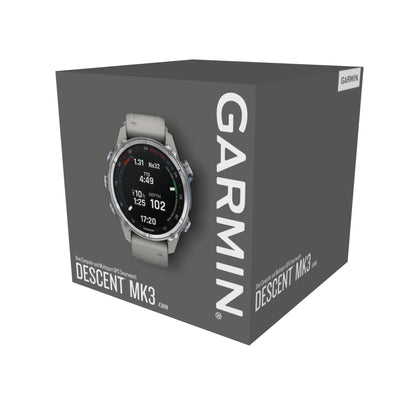 Garmin Descent™ Mk3 Dive Computer GPS Smartwatch - 43-mm - Stainless Steel Bezel with Fog Grey Silicone Band