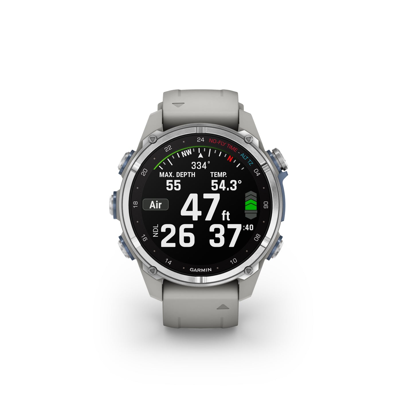 Garmin Descent™ Mk3 Dive Computer GPS Smartwatch - 43-mm - Stainless Steel Bezel with Fog Grey Silicone Band