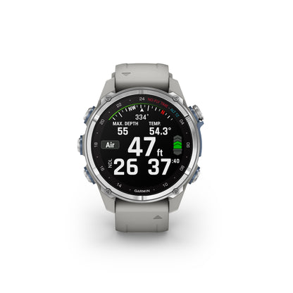 Garmin Descent™ Mk3 Dive Computer GPS Smartwatch - 43-mm - Stainless Steel Bezel with Fog Grey Silicone Band