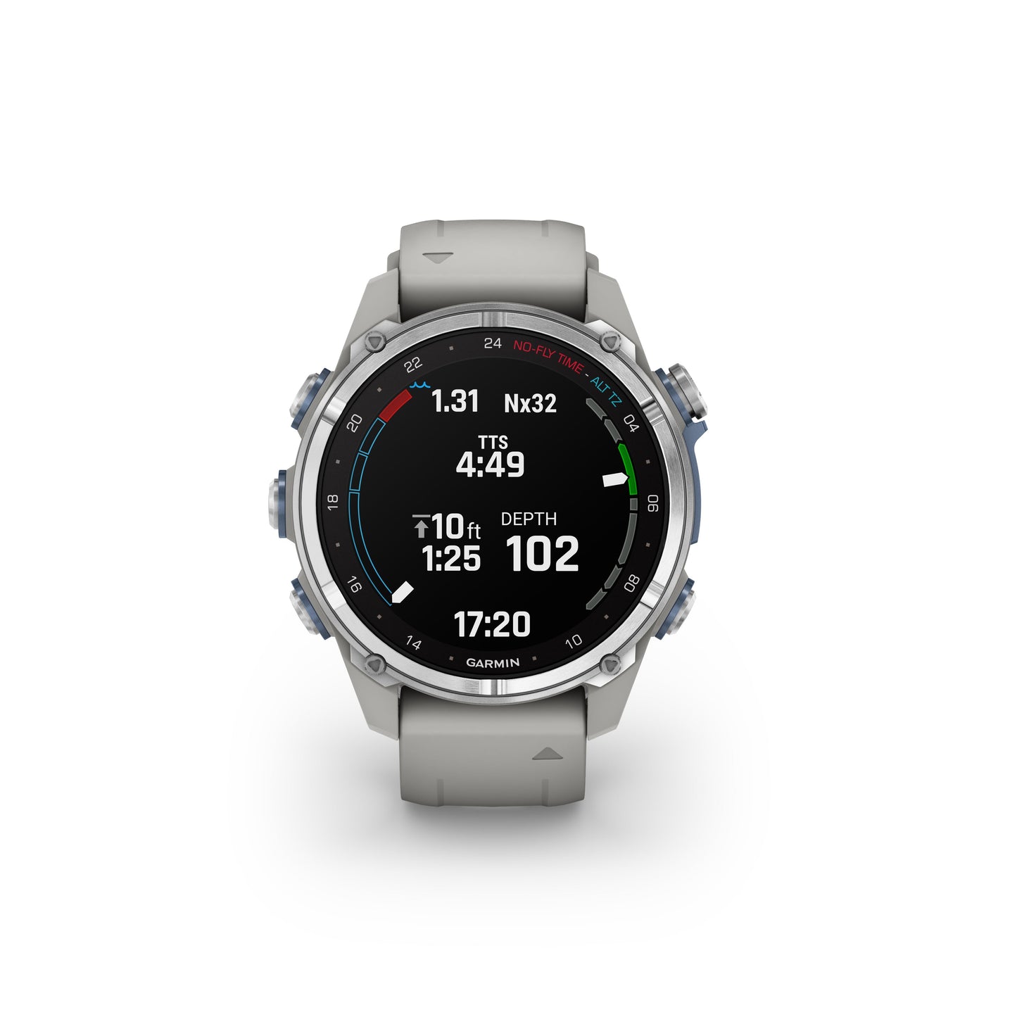 Garmin Descent™ Mk3 Dive Computer GPS Smartwatch - 43-mm - Stainless Steel Bezel with Fog Grey Silicone Band