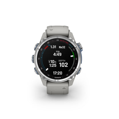 Garmin Descent™ Mk3 Dive Computer GPS Smartwatch - 43-mm - Stainless Steel Bezel with Fog Grey Silicone Band