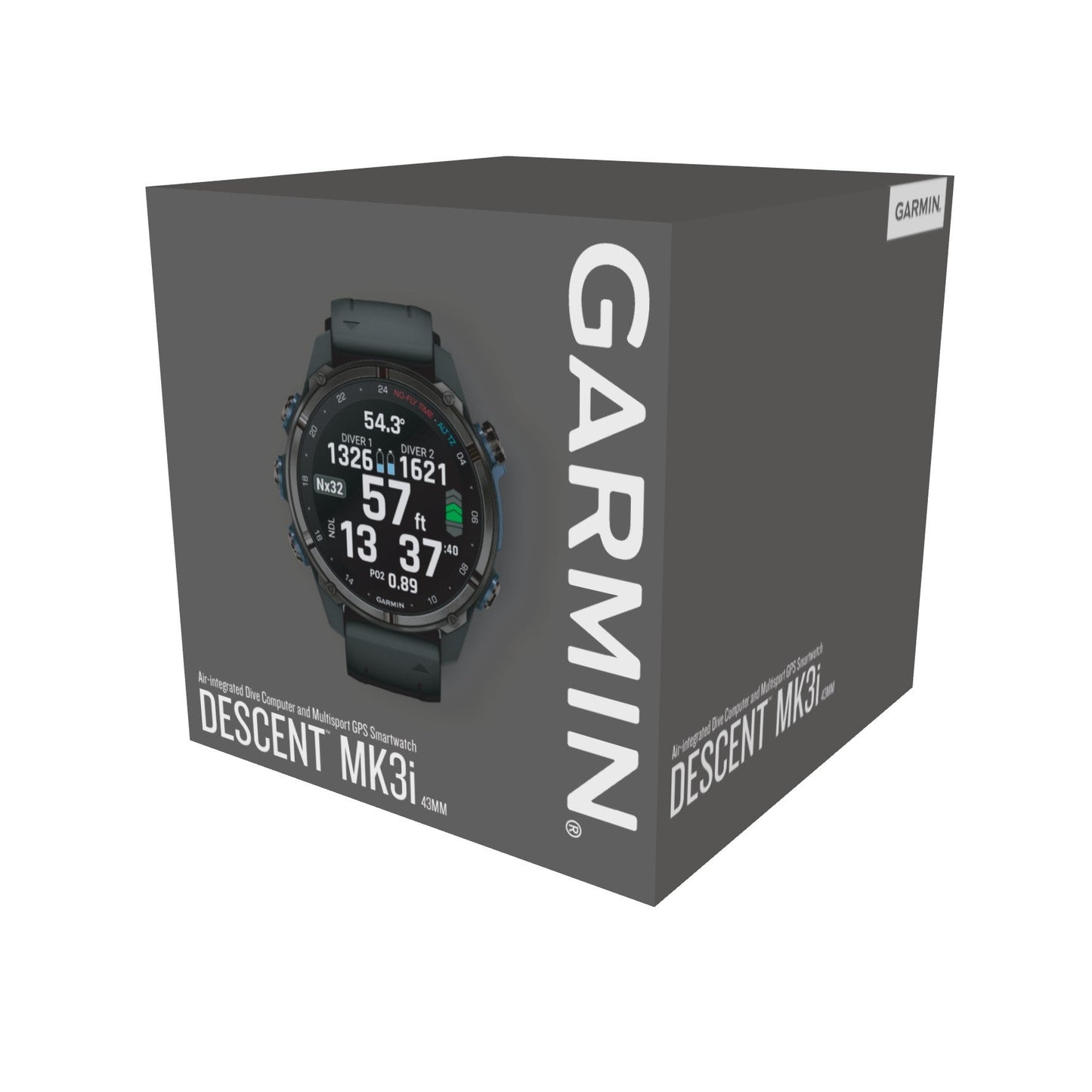 Garmin Descent™ Mk3i Dive Computer GPS Smartwatch - 43-mm - Carbon Gray DLC Titanium Bezel with Black Silicone Band