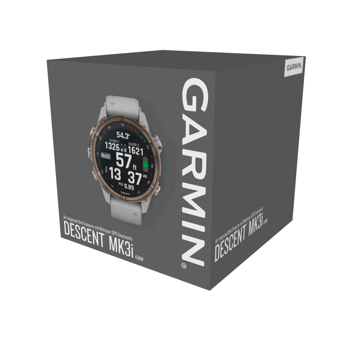 Garmin Descent™ Mk3i Dive Computer GPS Smartwatch - 43-mm - Bronze PVD Titanium Bezel with French Grey Silicone Band