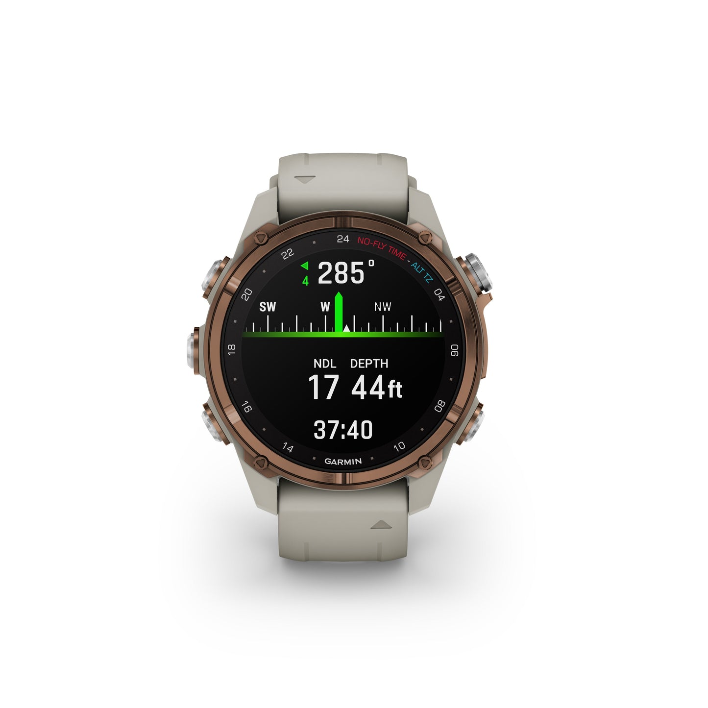 Garmin Descent™ Mk3i Dive Computer GPS Smartwatch - 43-mm - Bronze PVD Titanium Bezel with French Grey Silicone Band