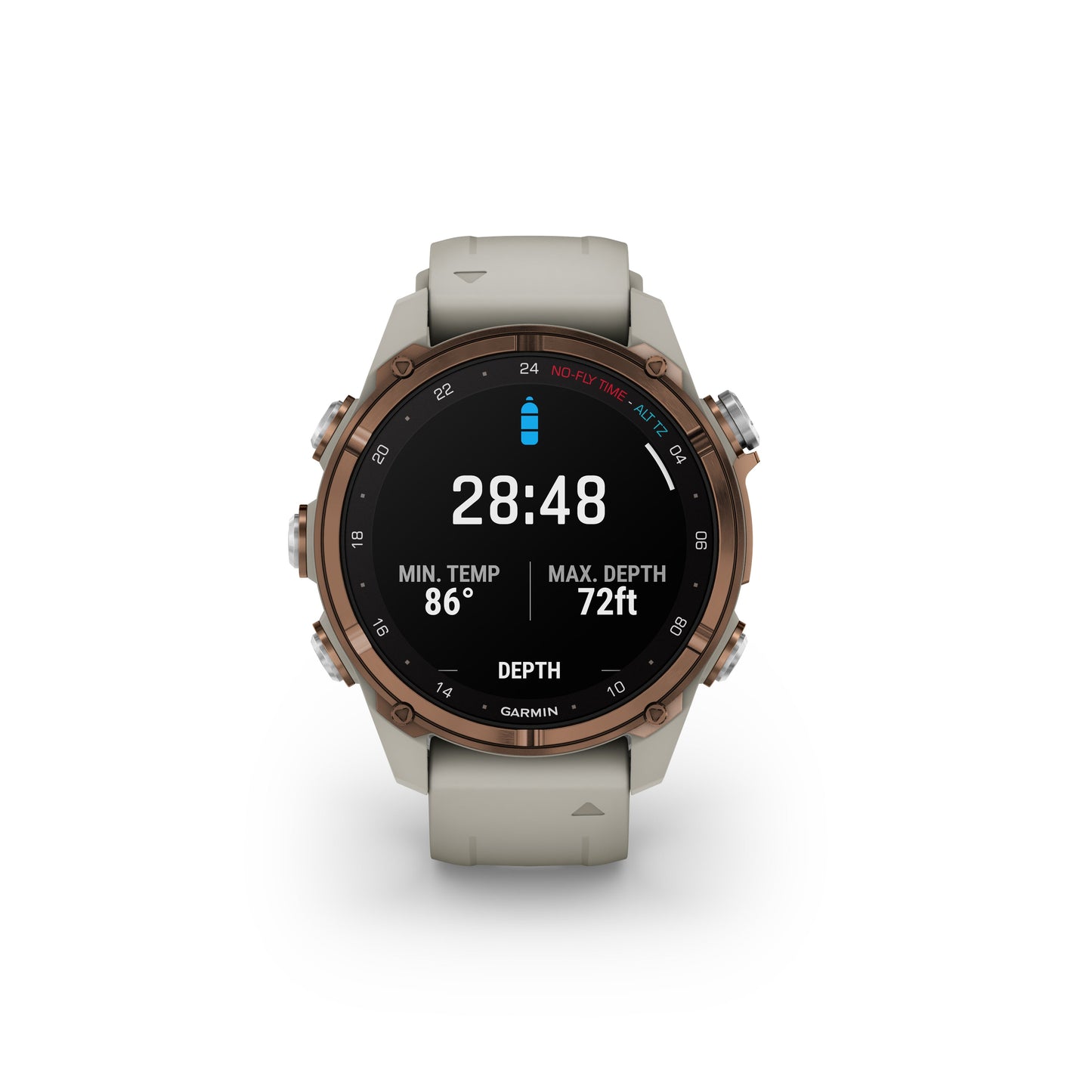 Garmin Descent™ Mk3i Dive Computer GPS Smartwatch - 43-mm - Bronze PVD Titanium Bezel with French Grey Silicone Band