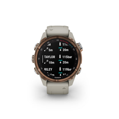 Garmin Descent™ Mk3i Dive Computer GPS Smartwatch - 43-mm - Bronze PVD Titanium Bezel with French Grey Silicone Band