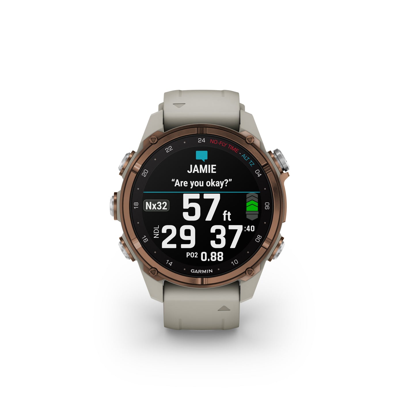 Garmin Descent™ Mk3i Dive Computer GPS Smartwatch - 43-mm - Bronze PVD Titanium Bezel with French Grey Silicone Band