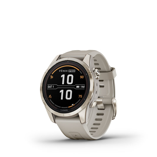 Garmin fēnix 7S Pro Sapphire Solar Charging GPS Smartwatch and Fitness Tracker - Light Sand