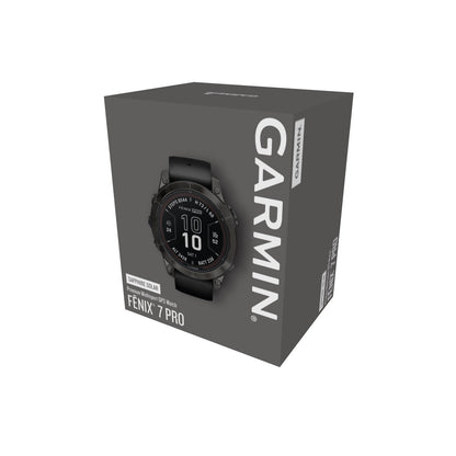 Garmin fēnix® 7 Pro Sapphire Solar GPS Smartwatch and Fitness Tracker with Solar Charging - Carbon Grey DLC Titanium Bezel with Black Band