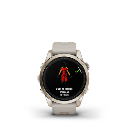 Garmin epix™ Pro Gen 2 Sapphire Edition GPS Smartwatch and Fitness Tracker - 42-mm - Soft Gold with Light Sand Band