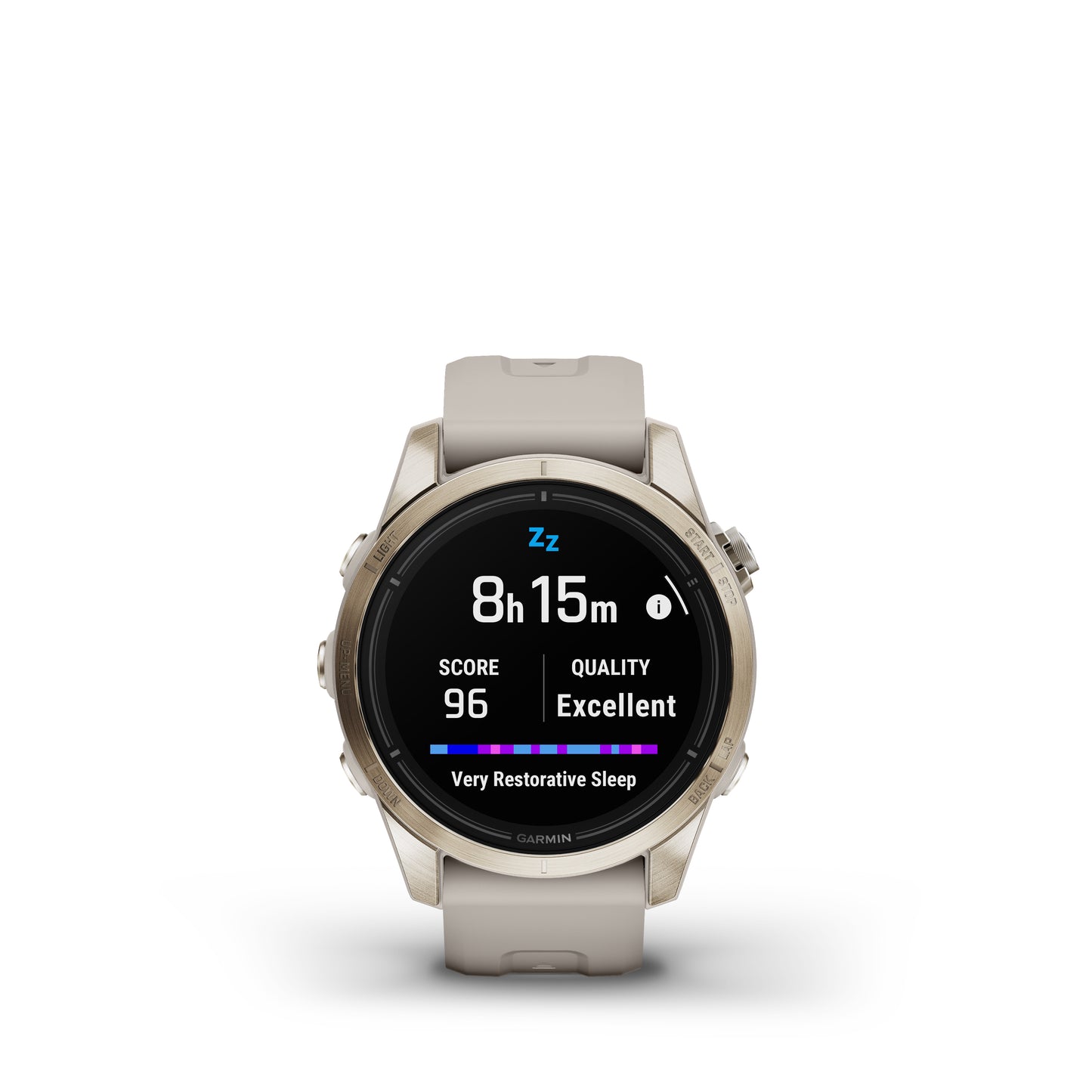 Garmin epix™ Pro Gen 2 Sapphire Edition GPS Smartwatch and Fitness Tracker - 42-mm - Soft Gold with Light Sand Band