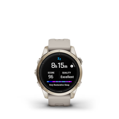 Garmin epix™ Pro Gen 2 Sapphire Edition GPS Smartwatch and Fitness Tracker - 42-mm - Soft Gold with Light Sand Band