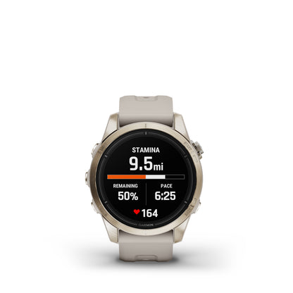 Garmin epix™ Pro Gen 2 Sapphire Edition GPS Smartwatch and Fitness Tracker - 42-mm - Soft Gold with Light Sand Band