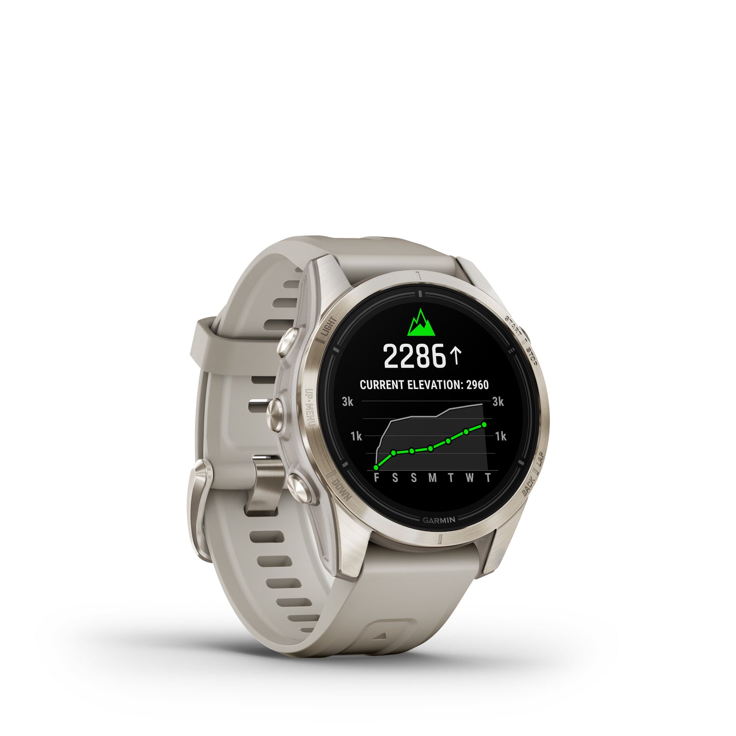 Garmin epix™ Pro Gen 2 Sapphire Edition GPS Smartwatch and Fitness Tracker - 42-mm - Soft Gold with Light Sand Band