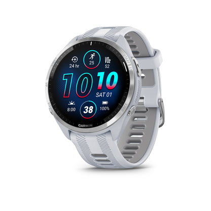 Garmin Forerunner® 965 GPS Smartwatch - Titanium Bezel with Whitestone Case and Whitestone/Powder Grey Silicone Band