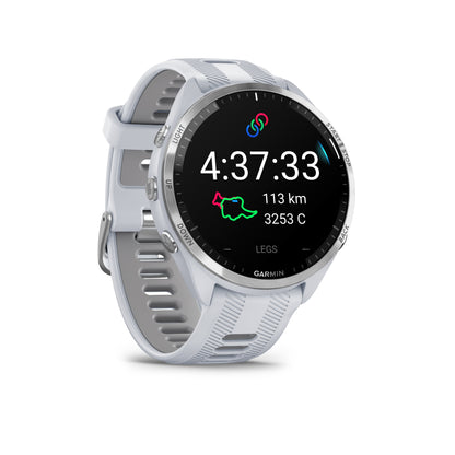 Garmin Forerunner® 965 GPS Smartwatch - Titanium Bezel with Whitestone Case and Whitestone/Powder Grey Silicone Band