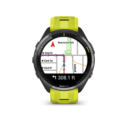 Garmin Forerunner® 965 GPS Smartwatch - Carbon Grey DLC Titanium Bezel with Black Case and Amp Yellow/Black Silicone Band