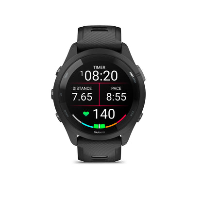 Garmin Forerunner® 265 GPS Smartwatch - Black Bezel and Case with Black/Powder Grey Silicone Band