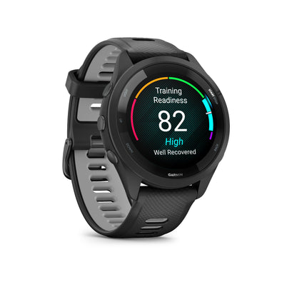 Garmin Forerunner® 265 GPS Smartwatch - Black Bezel and Case with Black/Powder Grey Silicone Band