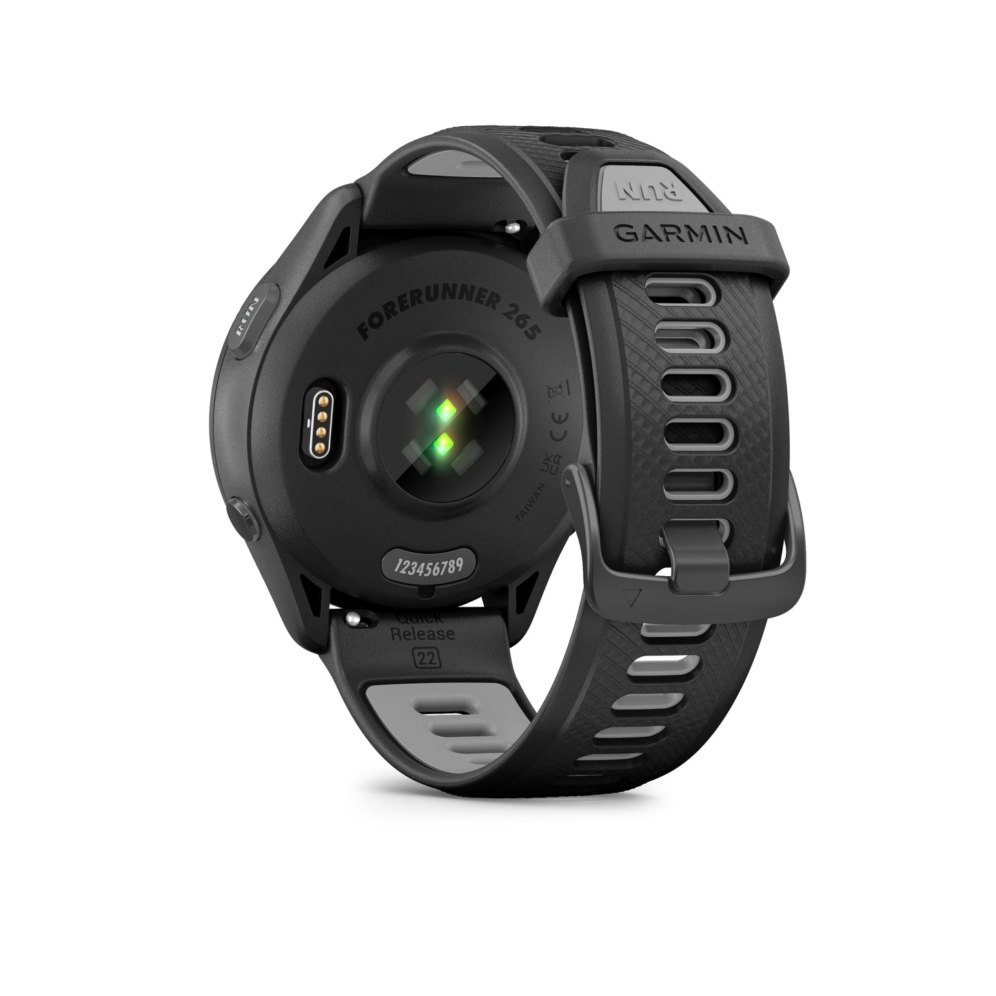 Garmin Forerunner® 265 GPS Smartwatch - Black Bezel and Case with Black/Powder Grey Silicone Band