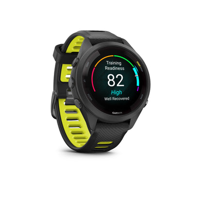 Garmin Forerunner® 265S GPS Smartwatch - Black Bezel and Case with Black/Amp Yellow Silicone Band